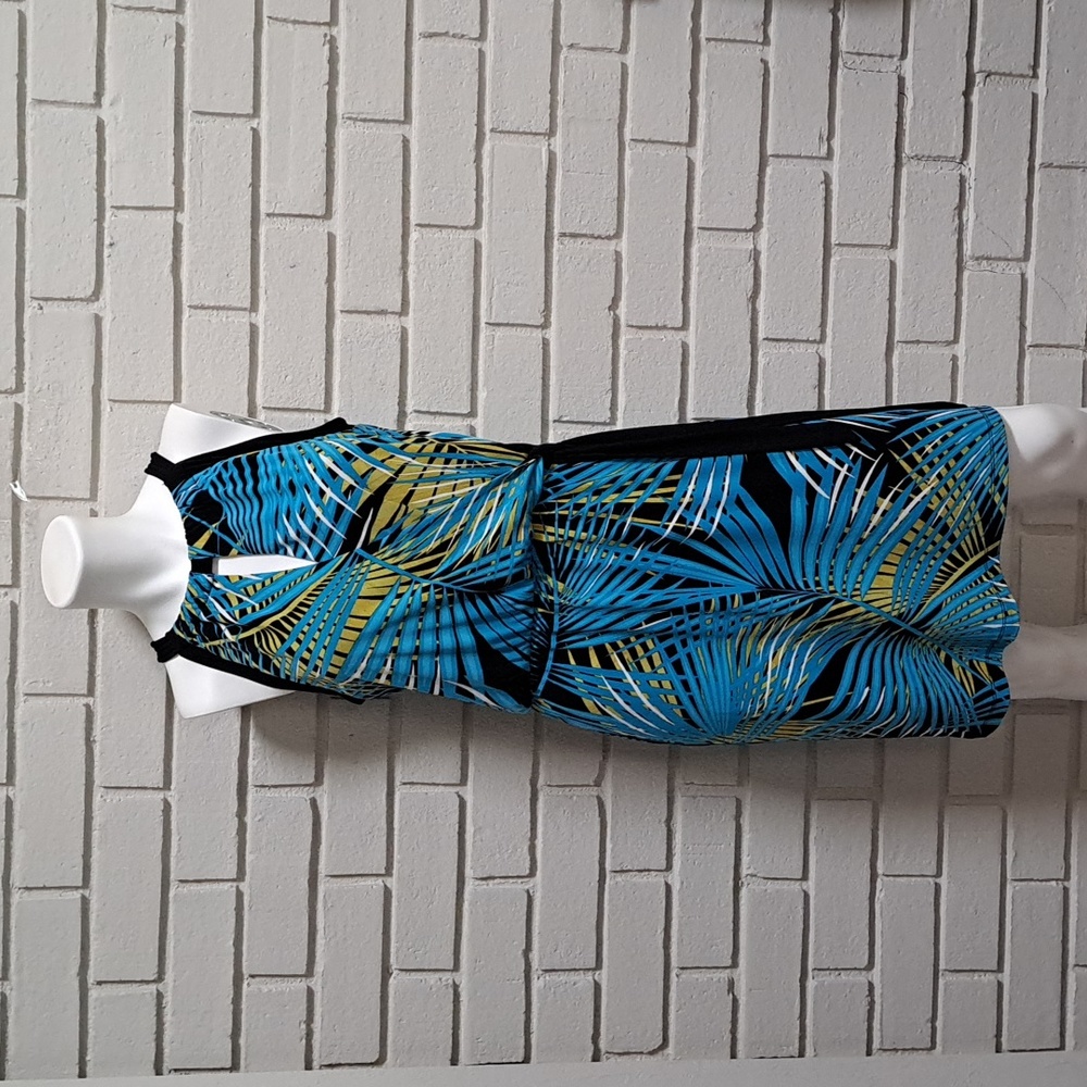 Apt. 9 Blue Troical Side Tie Sleeveless keyhole Detail Dress. Size Small NWOT